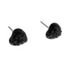 RVS Hartvormige Oorbellen met Zwarte Cubic Zirkonia Dames