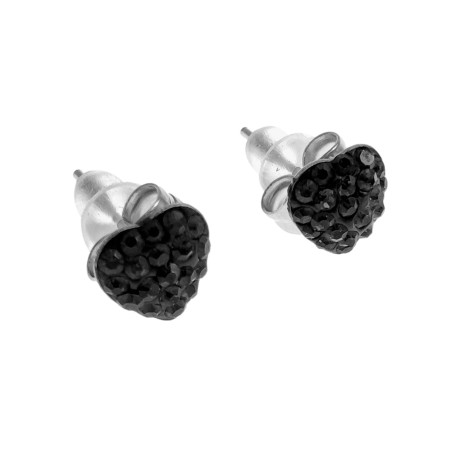 RVS Hartvormige Oorbellen met Zwarte Cubic Zirkonia Dames