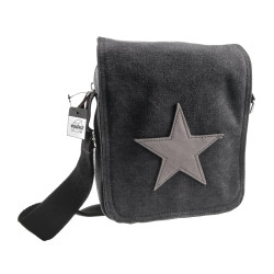 Canvas Schoudertas Unisex Zwart Antraciet Crossbodytas 24 x 19 x 7 cm
