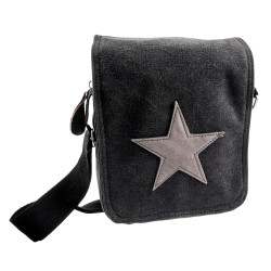 Canvas Schoudertas Unisex Zwart Antraciet Crossbodytas 24 x 19 x 7 cm