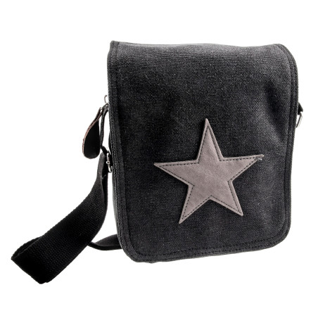 Canvas Schoudertas Unisex Zwart Antraciet Crossbodytas 24 x 19 x 7 cm