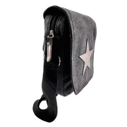 Canvas Schoudertas Unisex Zwart Antraciet Crossbodytas 24 x 19 x 7 cm
