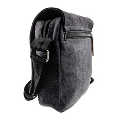 Canvas Schoudertas Unisex Zwart Antraciet Crossbodytas 24 x 19 x 7 cm