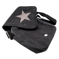 Canvas Schoudertas Unisex Zwart Antraciet Crossbodytas 24 x 19 x 7 cm