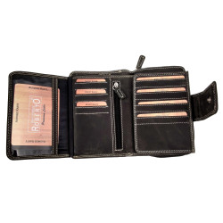 Matzwart Echt Leer Portemonnee RFID - Portemonnee met veel vakken