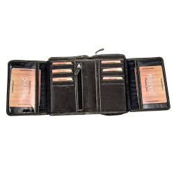 Matzwart Echt Leer Portemonnee RFID - Portemonnee met veel vakken