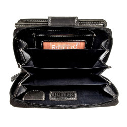 Matzwart Echt Leer Portemonnee RFID - Portemonnee met veel vakken