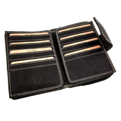 Matzwart Echt Leer Portemonnee RFID - Portemonnee met veel vakken