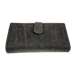 Donkergrijs Buffelleer Portemonnee met 28 kaartsleuve RFID - Dames