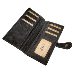 Donkergrijs Buffelleer Portemonnee met 28 kaartsleuve RFID - Dames