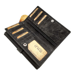 Donkergrijs Buffelleer Portemonnee met 28 kaartsleuve RFID - Dames