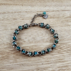 RVS Armband met Turquoisegroen Kristallen - Verstelbaar 18 tot 24 cm