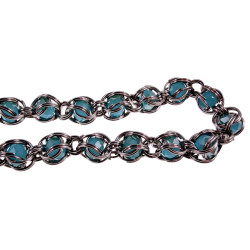 RVS Armband met Turquoisegroen Kristallen - Verstelbaar 18 tot 24 cm