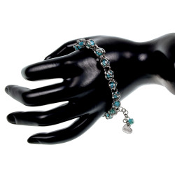 RVS Armband met Turquoisegroen Kristallen - Verstelbaar 18 tot 24 cm