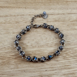 RVS Armband met Blauwe Kristallen Dames - Verstelbaar 18 tot 24 cm