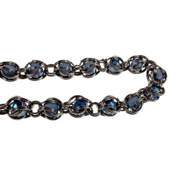 RVS Armband met Blauwe Kristallen Dames - Verstelbaar 18 tot 24 cm