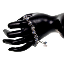 RVS Armband met Blauwe Kristallen Dames - Verstelbaar 18 tot 24 cm