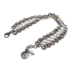 RVS Brede Spiralen Armband met Transparante Kristallen - 16 tot 19 cm