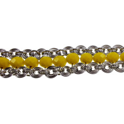 Dames RVS Brede Spiralen Armband met Gele Kristallen - 16 tot 19 cm