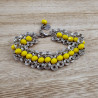 Dames RVS Brede Spiralen Armband met Gele Kristallen - 16 tot 19 cm