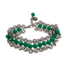 RVS Brede Spiralen Armband met Mintgroene Kristallen - 16 tot 19 cm