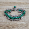 RVS Brede Spiralen Armband met Mintgroene Kristallen - 16 tot 19 cm