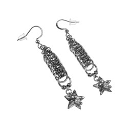 RVS Haakoorbellen met Kettingen, Ringen en Spike Hanger - Lengte 50 mm