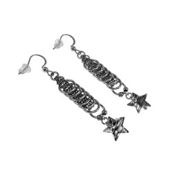 RVS Haakoorbellen met Kettingen, Ringen en Spike Hanger - Lengte 50 mm
