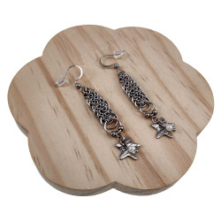 RVS Haakoorbellen met Kettingen, Ringen en Spike Hanger - Lengte 50 mm