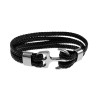 Unisex RVS Nautische Armband van Gevlochten Echt Leer en RVS met Anker