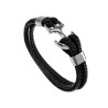Unisex RVS Nautische Armband van Gevlochten Echt Leer en RVS met Anker