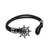 Nautische Armband van Gevlochten Echt Leer met RVS Stuurwiel Sluiting