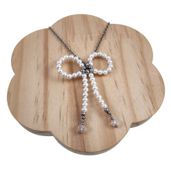Fijne RVS ketting met Handgemaakte Schelpparels Strik Hanger - Dames