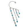Dames RVS Earcuff Oorbel met Parels en Turquoise Kristallen