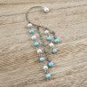 Dames RVS Earcuff Oorbel met Parels en Turquoise Kristallen