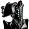 Dames RVS Earcuff Oorbel met Parels en Turquoise Kristallen