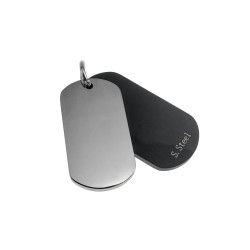 Unisex Jasseron Ketting + Dubbele Dogtag Hanger RVS Zwart-Zilverkleur
