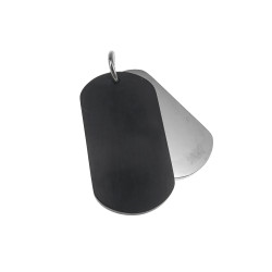 Unisex Jasseron Ketting + Dubbele Dogtag Hanger RVS Zwart-Zilverkleur