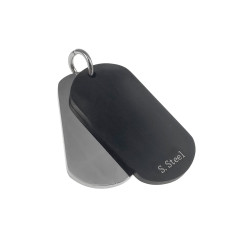 Unisex Jasseron Ketting + Dubbele Dogtag Hanger RVS Zwart-Zilverkleur