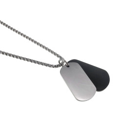 Unisex Jasseron Ketting + Dubbele Dogtag Hanger RVS Zwart-Zilverkleur