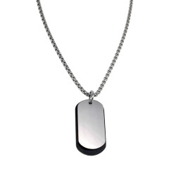 Unisex Jasseron Ketting + Dubbele Dogtag Hanger RVS Zwart-Zilverkleur