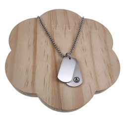 Unisex Jasseron Ketting + Dubbele Dogtag Hanger van Roestvrij Staal