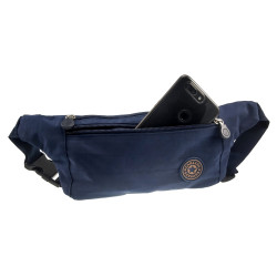 Donkerblauwe Heuptas Unisex Platte en Compacte Buideltas 27x13x1 cm