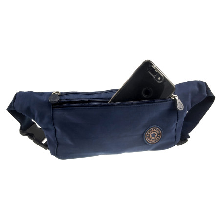 Donkerblauwe Heuptas Unisex Platte en Compacte Buideltas 27x13x1 cm