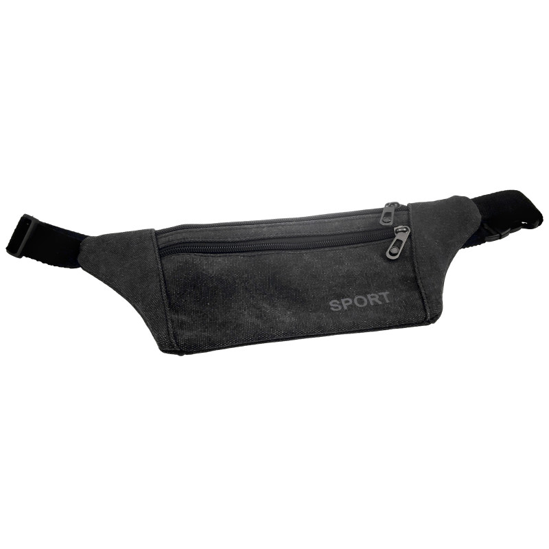 Zwart Antraciet Oxford-stof Platte Heuptas Unisex  23 x 11 x 1 cm