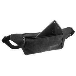 Zwart Antraciet Oxford-stof Platte Heuptas Unisex  23 x 11 x 1 cm