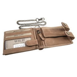 Biker Portemonnee met Ketting Heren - Lichtbruin Buffelleer