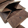 RFID Portemonnee met Ketting Heren - Verticaal Donkerbruin Buffelleder