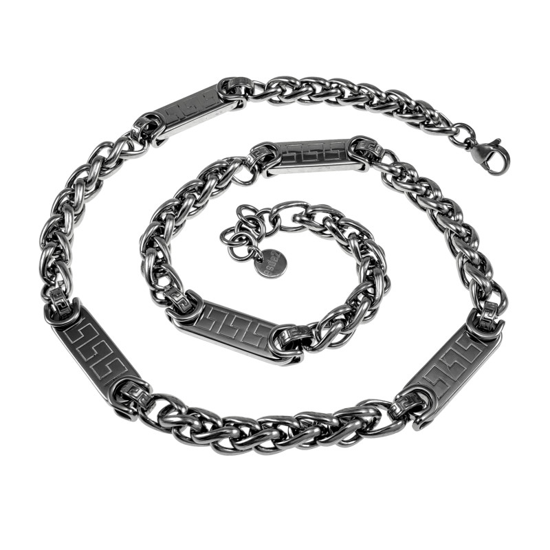 RVS Vossenstaar Ketting met Griekse Details Verstelbaar 55 tot 57 cm