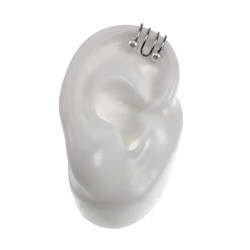4-Rijgen RVS Ear Cuff Oorbel met Witte Glasparels - 10x10mm - Dames